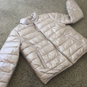 STYLUS Silver Metallic Puffer